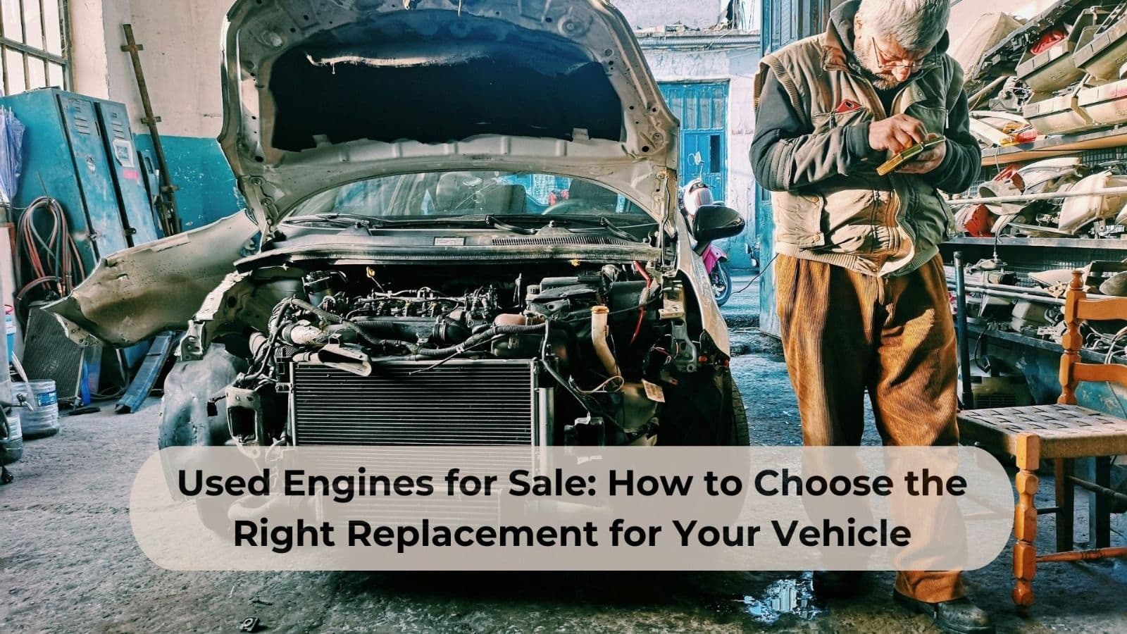 Replacement automotive engine inspected after a no-crank or seized-engine diagnosis