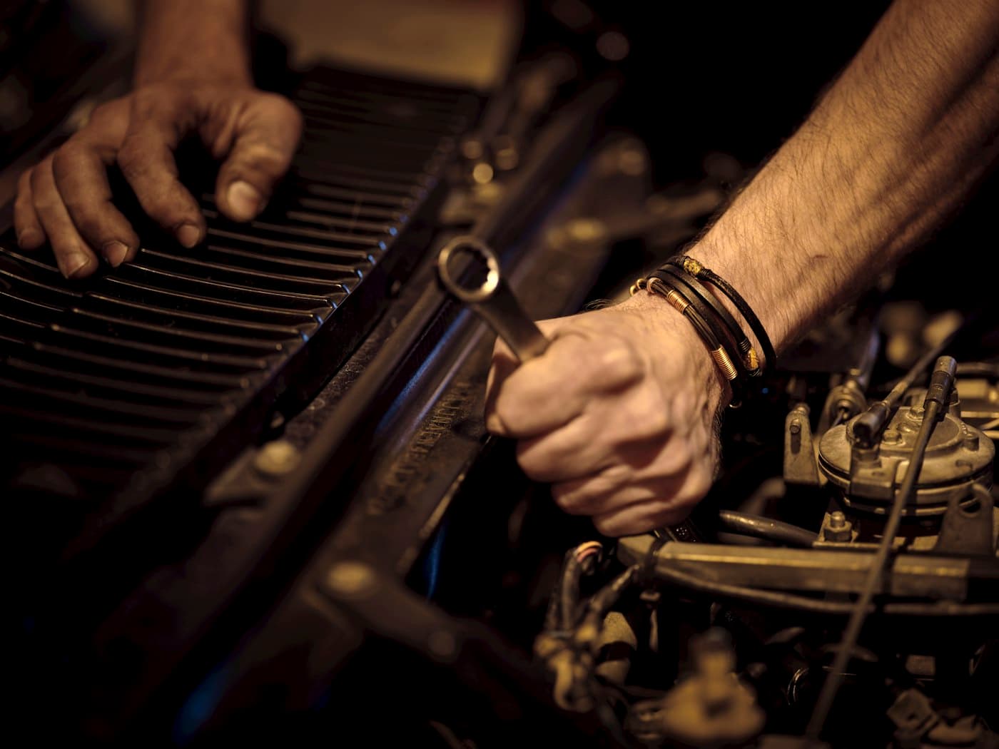 Engine bay during a replacement diagnosis
